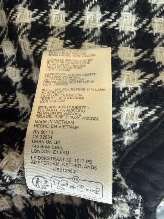 Free People Large GET AROUND HOUNDSTOOTH SHIRT jacket Shacket Wool Blend - Picture 4 of 4